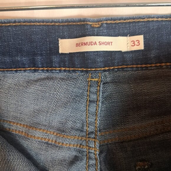 Levi's Blue‎ Bermuda Shorts Cotton Blend Size 33 Zip Solid Denim Women's - Picture 4 of 12
